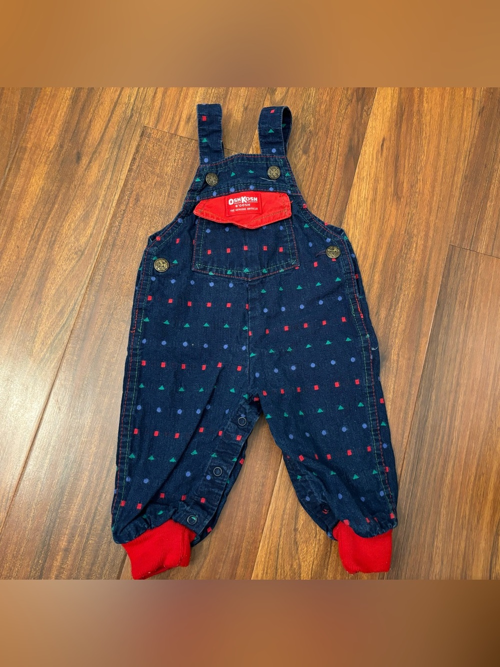 Osh Kosh B’Gosh Vintage Denim Geometric Shapes Overalls